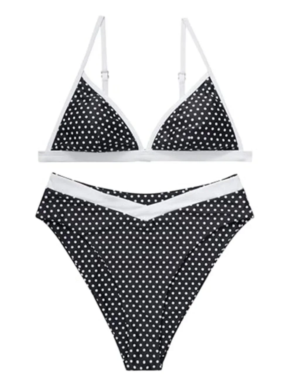Womens High Waisted Bikini Triangle V Neck Two Piece Swimsuit Tummy Control